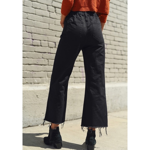 RISEN JEANS RAW HEM ANKLE WIDE LEG BLACK JEANS - Picture 5 of 7